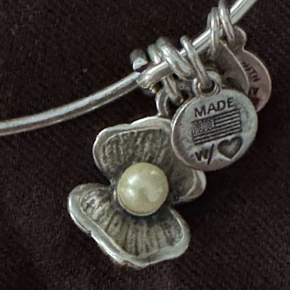 Alex and Ani Silver Charm Bracelet Oyster with Pearl